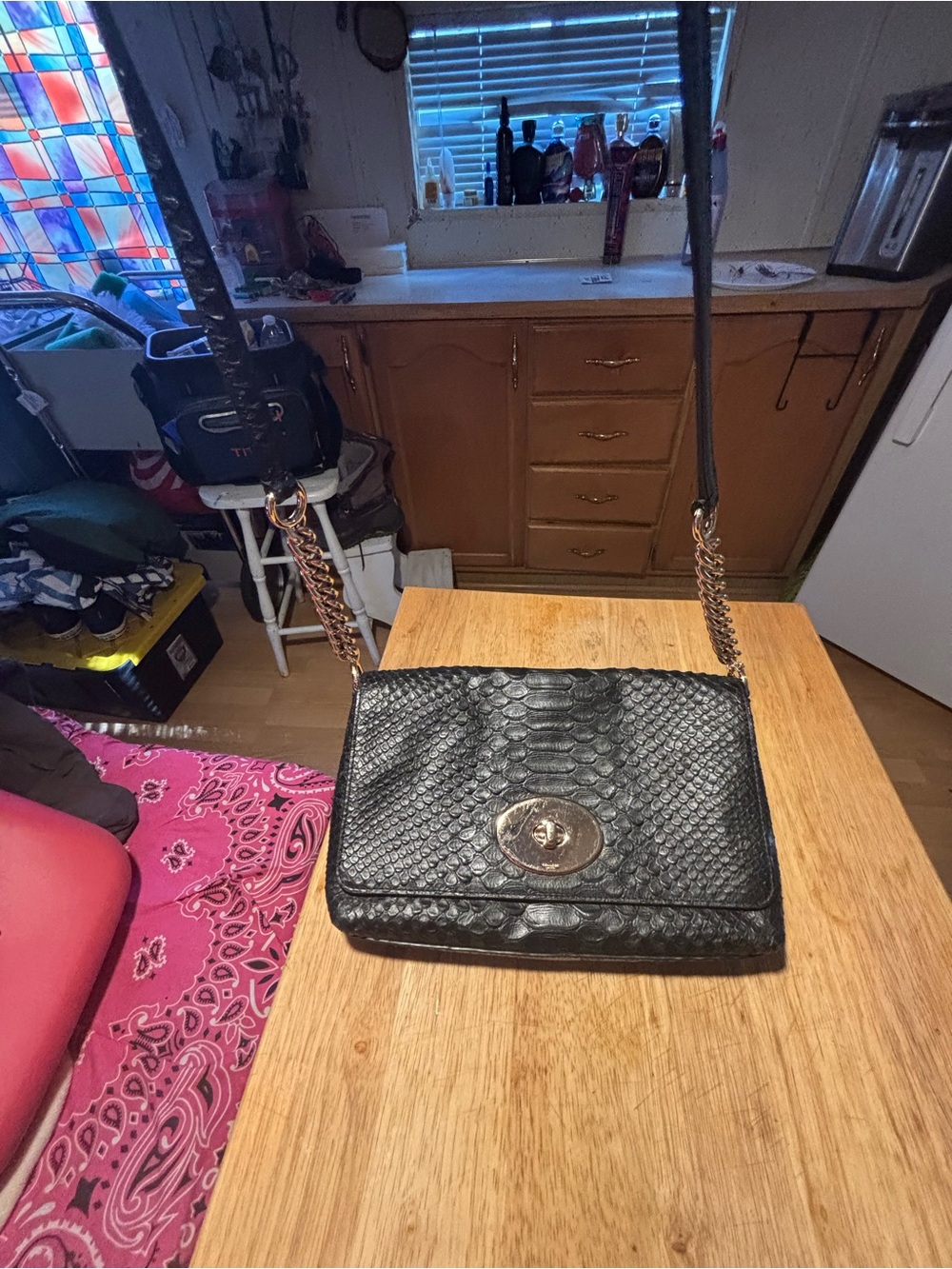 Coach black python embossed crossbody